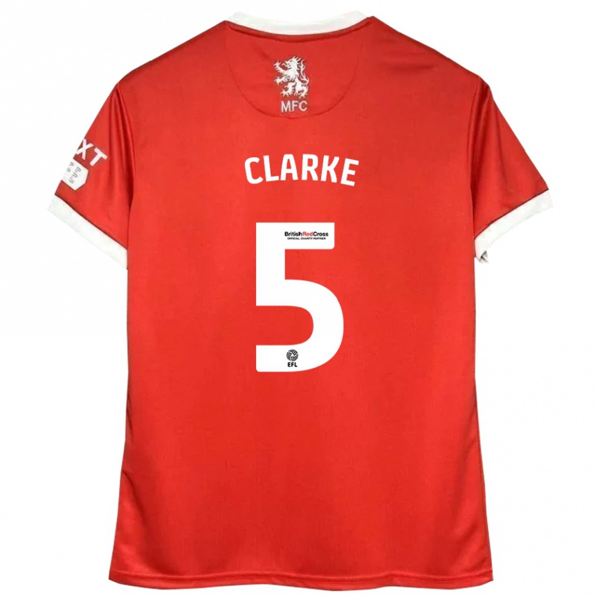 Kids Football Matt Clarke #5 Red White Home Jersey 2024/25 T-Shirt Canada