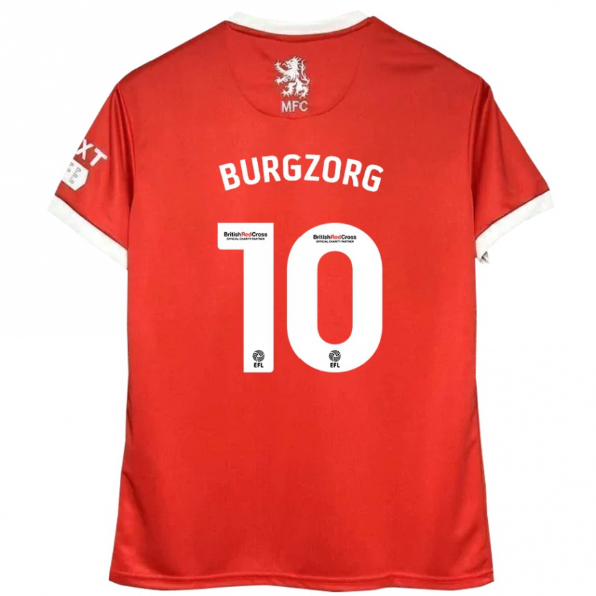 Kids Football Delano Burgzorg #10 Red White Home Jersey 2024/25 T-Shirt Canada