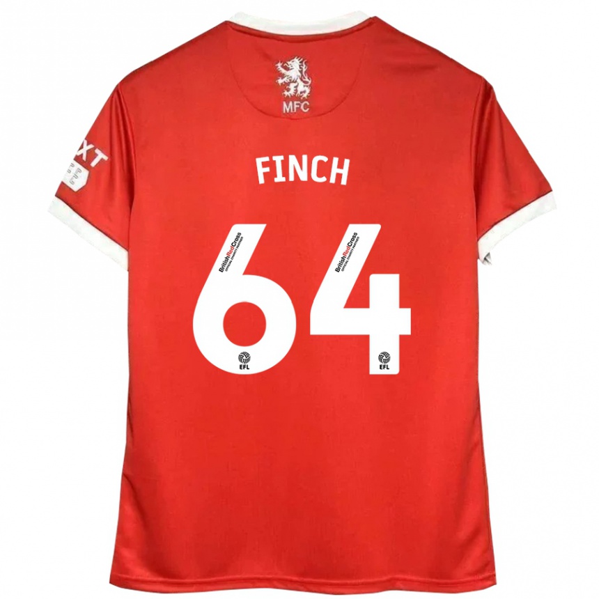 Enfant Football Maillot Sonny Finch #64 Rouge Blanc Tenues Domicile 2024/25 Canada