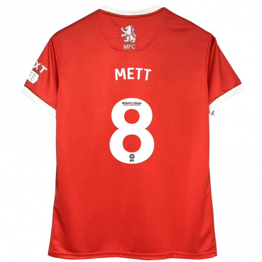 Kids Football Jessica Mett #8 Red White Home Jersey 2024/25 T-Shirt Canada