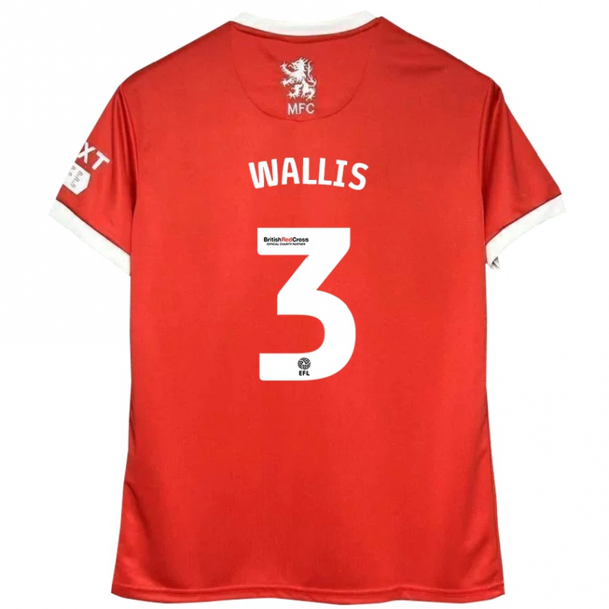 Kids Football Emma Wallis #3 Red White Home Jersey 2024/25 T-Shirt Canada