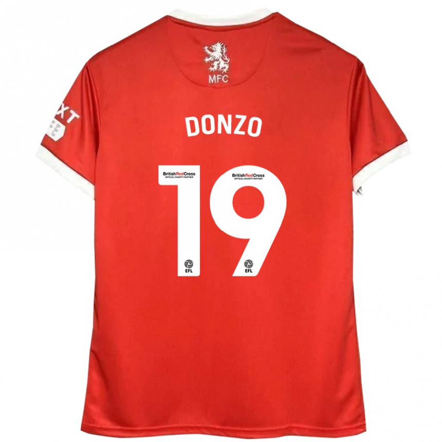 Kids Football Jolie Donzo #19 Red White Home Jersey 2024/25 T-Shirt Canada