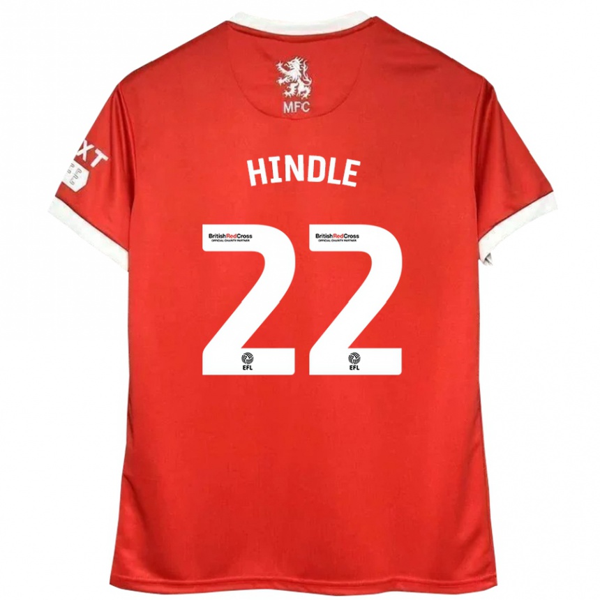 Kids Football Rachel Hindle #22 Red White Home Jersey 2024/25 T-Shirt Canada