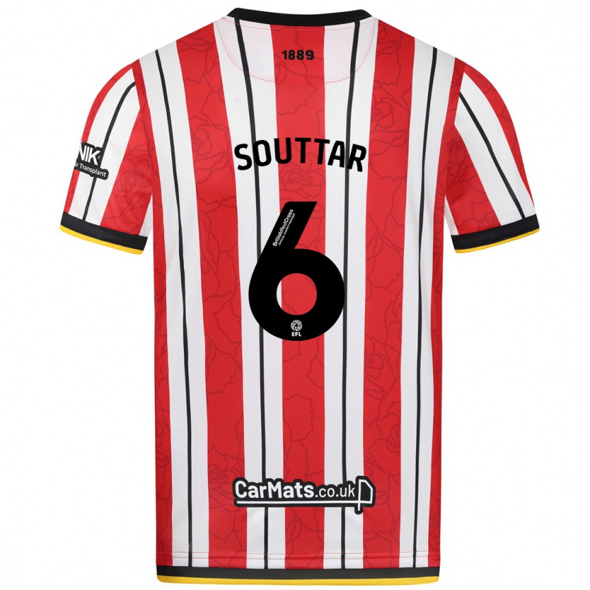 Kids Football Harry Souttar #6 Red White Stripes Home Jersey 2024/25 T-Shirt Canada