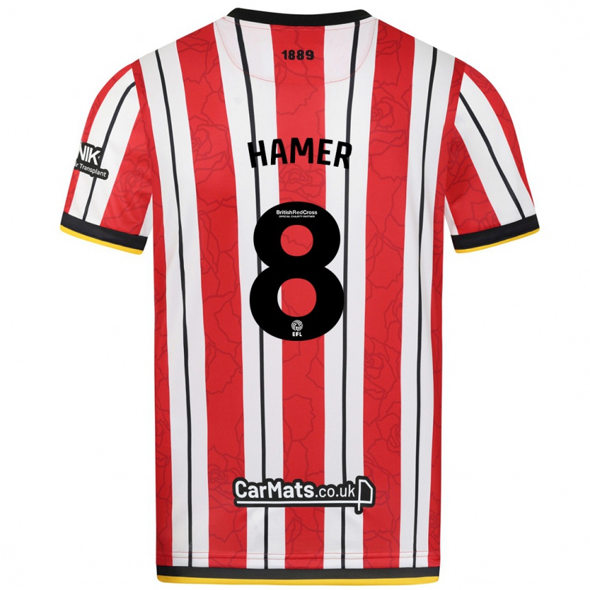 Kids Football Gustavo Hamer #8 Red White Stripes Home Jersey 2024/25 T-Shirt Canada