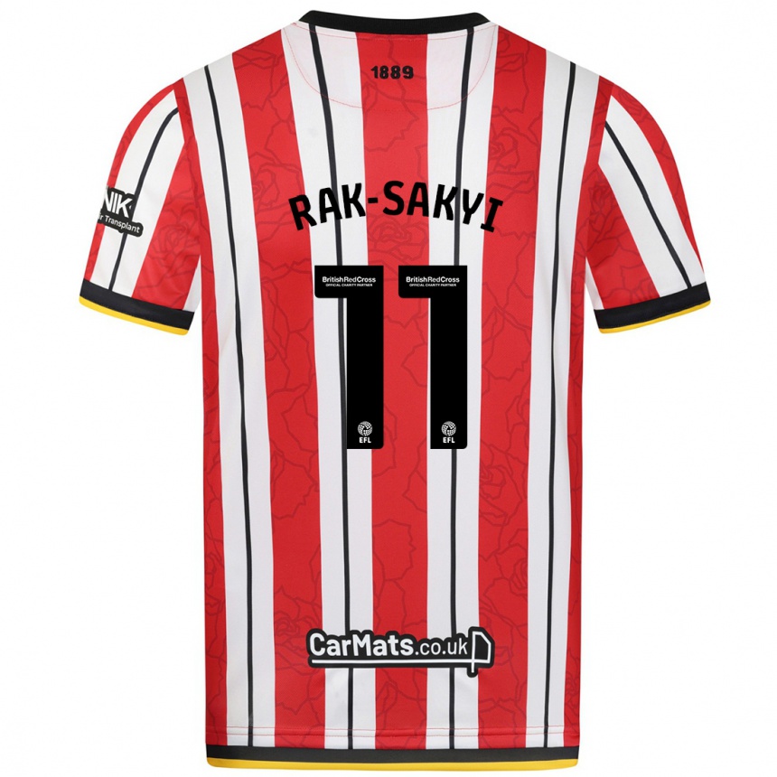 Kids Football Jesurun Rak-Sakyi #11 Red White Stripes Home Jersey 2024/25 T-Shirt Canada