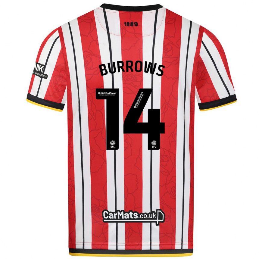 Enfant Football Maillot Harrison Burrows #14 Rayures Blanches Rouges Tenues Domicile 2024/25 Canada