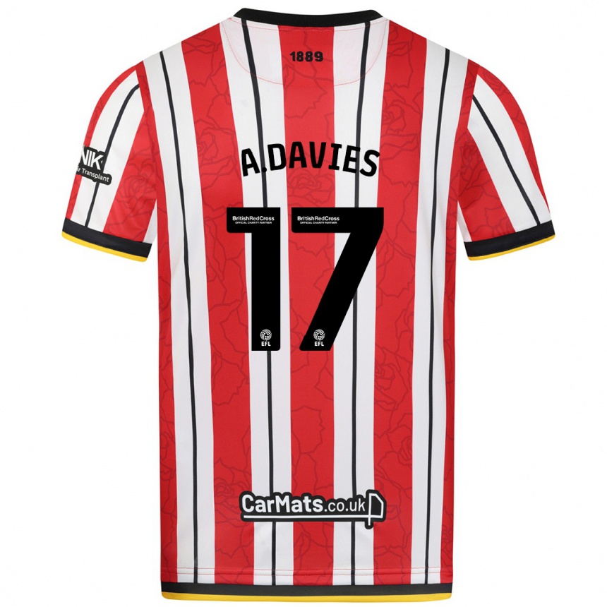 Kids Football Adam Davies #17 Red White Stripes Home Jersey 2024/25 T-Shirt Canada