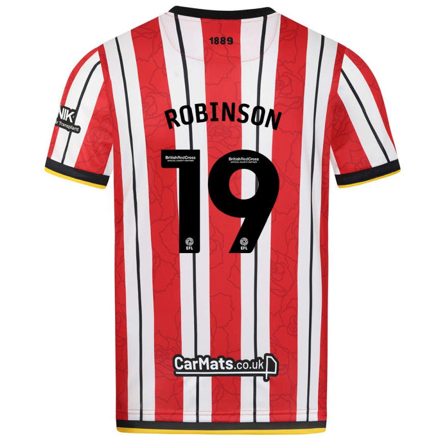 Kids Football Jack Robinson #19 Red White Stripes Home Jersey 2024/25 T-Shirt Canada