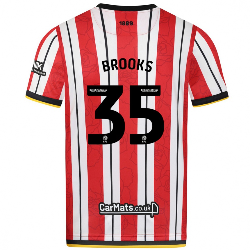 Kids Football Andre Brooks #35 Red White Stripes Home Jersey 2024/25 T-Shirt Canada