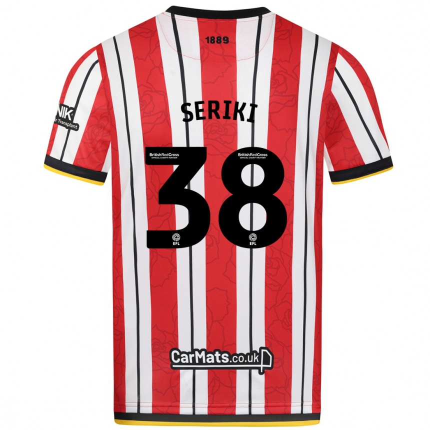 Kids Football Femi Seriki #38 Red White Stripes Home Jersey 2024/25 T-Shirt Canada