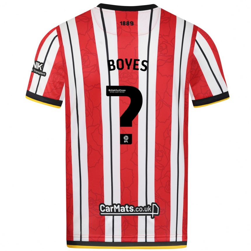 Enfant Football Maillot Harry Boyes #0 Rayures Blanches Rouges Tenues Domicile 2024/25 Canada