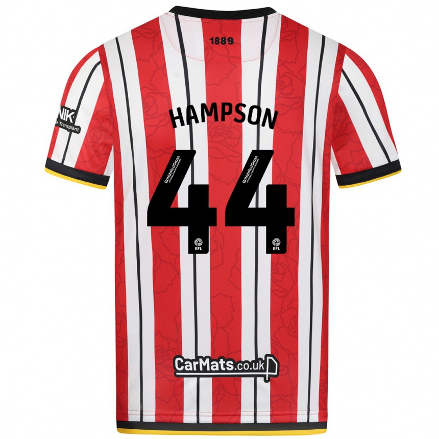 Kids Football Owen Hampson #44 Red White Stripes Home Jersey 2024/25 T-Shirt Canada