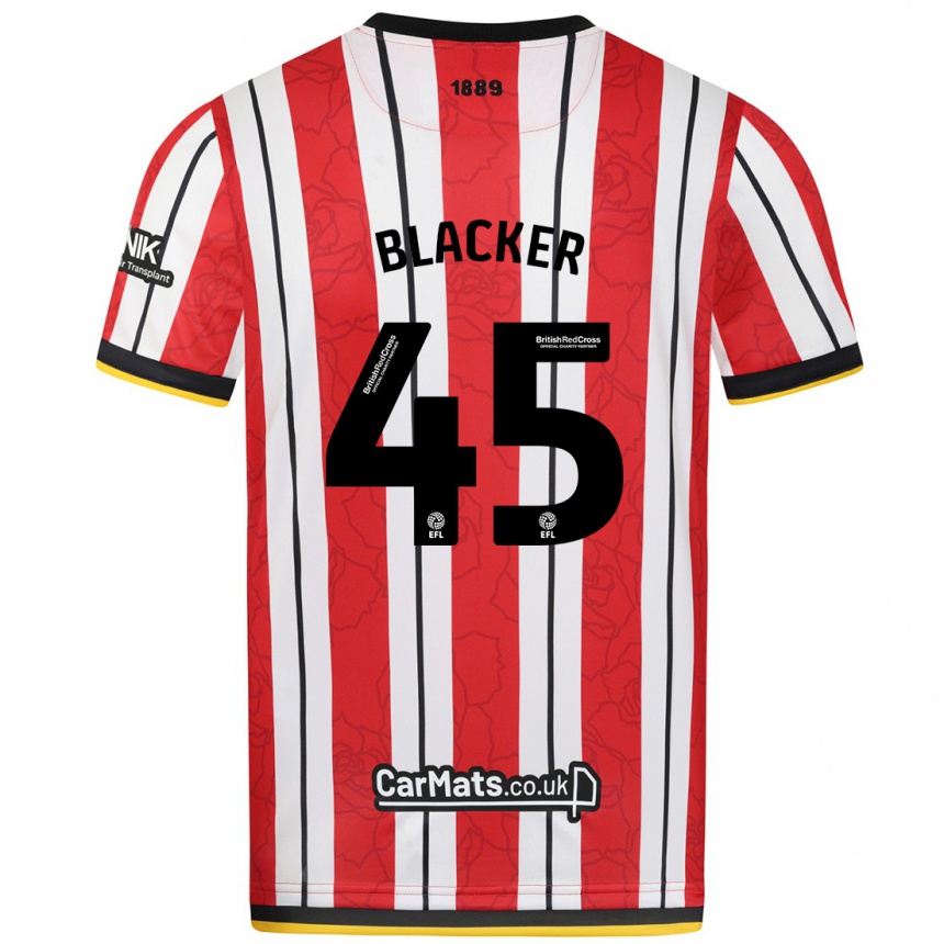 Kids Football Billy Blacker #45 Red White Stripes Home Jersey 2024/25 T-Shirt Canada