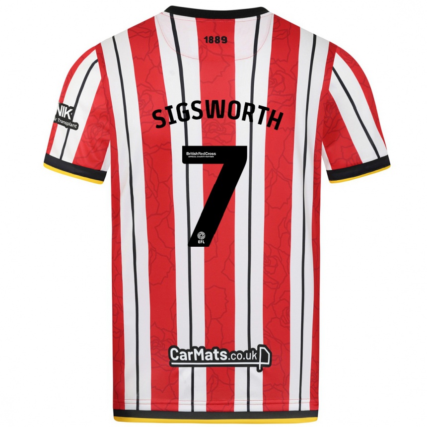 Kids Football Jess Sigsworth #7 Red White Stripes Home Jersey 2024/25 T-Shirt Canada