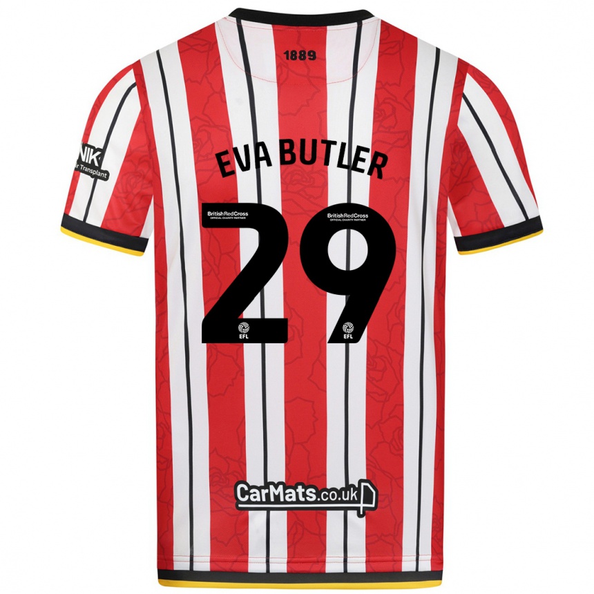 Kids Football Eva Butler #29 Red White Stripes Home Jersey 2024/25 T-Shirt Canada