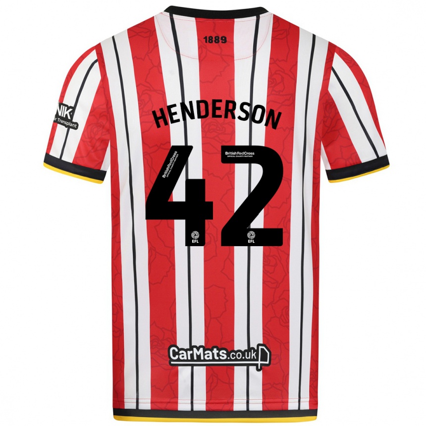 Enfant Football Maillot Peyton Henderson #42 Rayures Blanches Rouges Tenues Domicile 2024/25 Canada