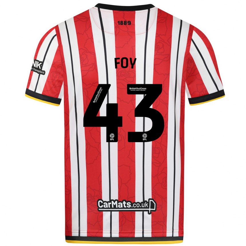 Enfant Football Maillot Gus Foy #43 Rayures Blanches Rouges Tenues Domicile 2024/25 Canada