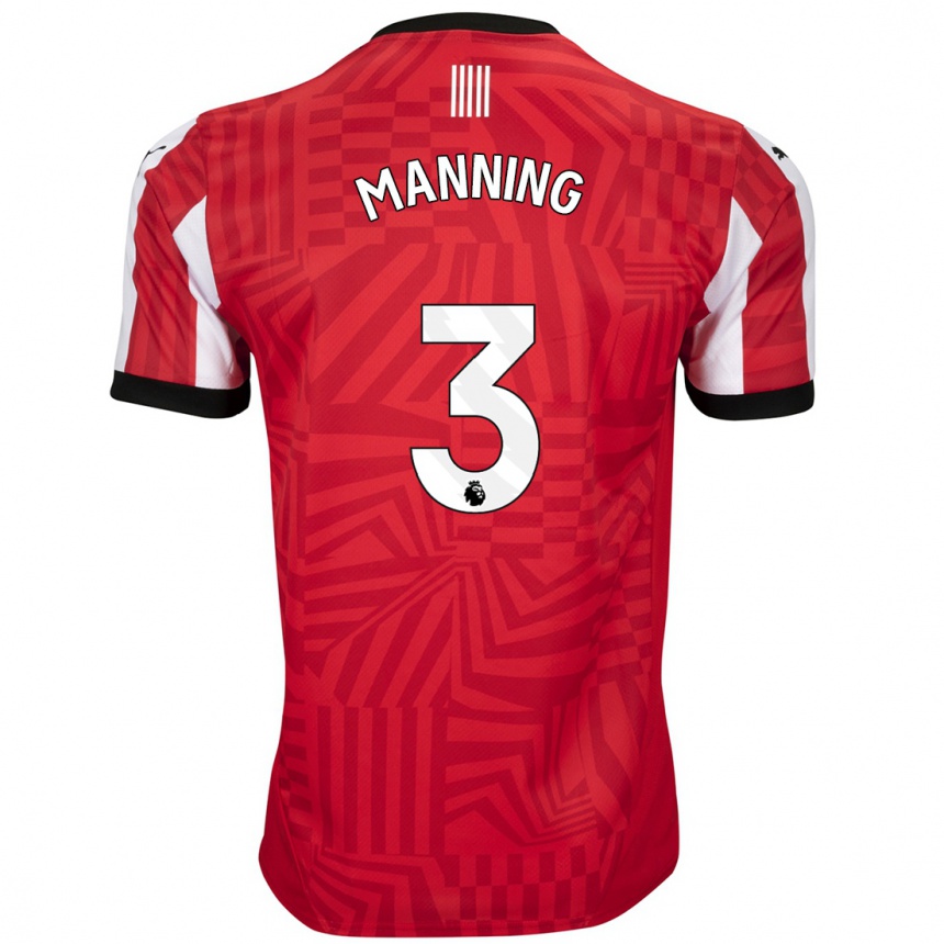 Enfant Football Maillot Ryan Manning #3 Rouge Blanc Tenues Domicile 2024/25 Canada