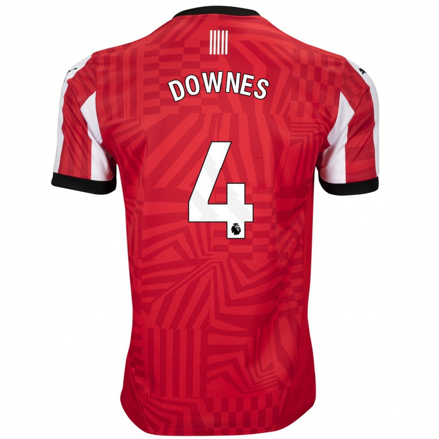 Kids Football Flynn Downes #4 Red White Home Jersey 2024/25 T-Shirt Canada