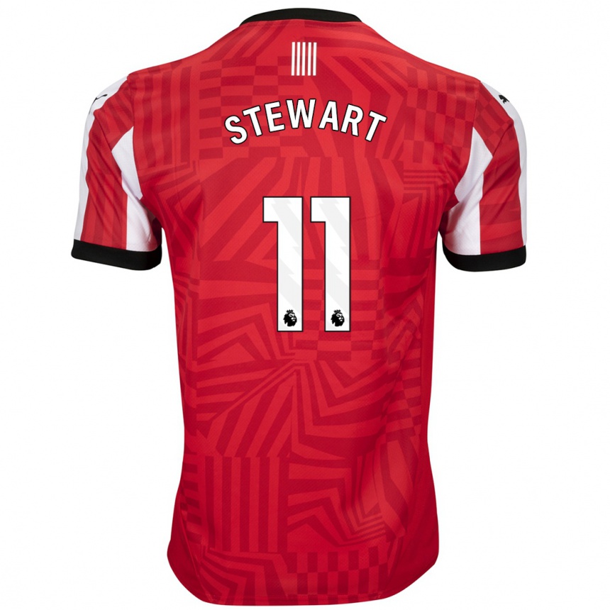 Enfant Football Maillot Ross Stewart #11 Rouge Blanc Tenues Domicile 2024/25 Canada