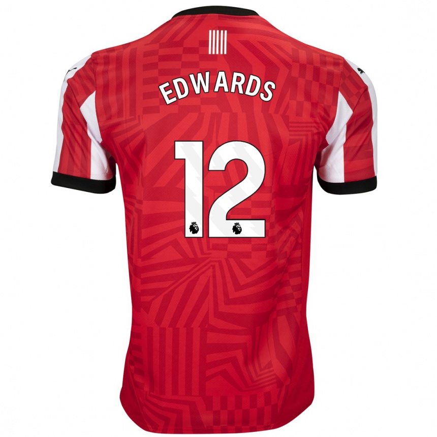 Kids Football Ronnie Edwards #12 Red White Home Jersey 2024/25 T-Shirt Canada