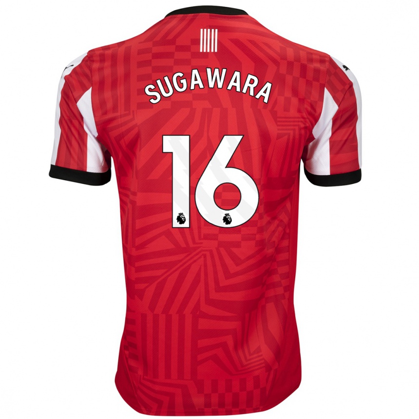 Enfant Football Maillot Yukinari Sugawara #16 Rouge Blanc Tenues Domicile 2024/25 Canada