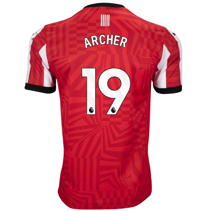 Kids Football Cameron Archer #19 Red White Home Jersey 2024/25 T-Shirt Canada