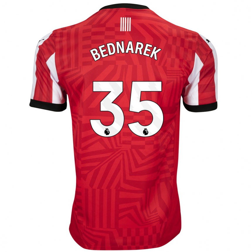 Enfant Football Maillot Jan Bednarek #35 Rouge Blanc Tenues Domicile 2024/25 Canada