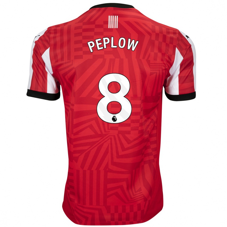 Kids Football Chloe Peplow #8 Red White Home Jersey 2024/25 T-Shirt Canada