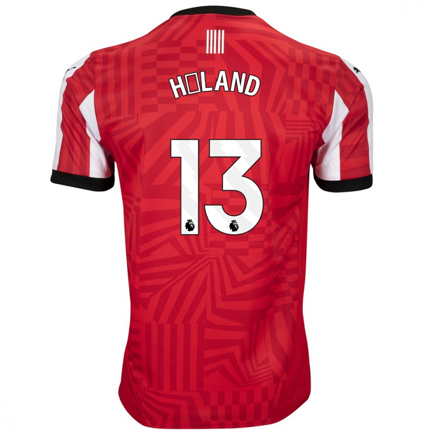 Kids Football Benedicte Håland #13 Red White Home Jersey 2024/25 T-Shirt Canada