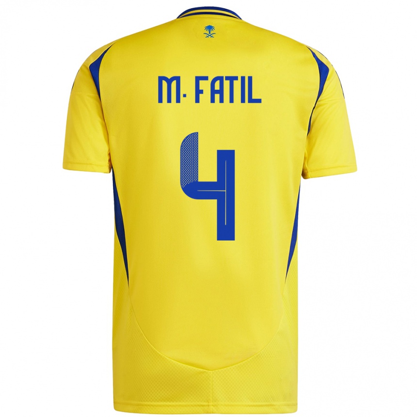 Enfant Football Maillot Mohammed Al-Fatil #4 Jaune Bleu Tenues Domicile 2024/25 Canada