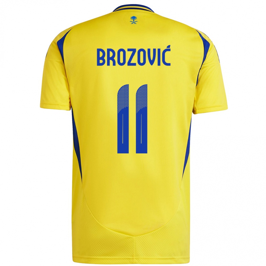 Enfant Football Maillot Marcelo Brozovic #11 Jaune Bleu Tenues Domicile 2024/25 Canada