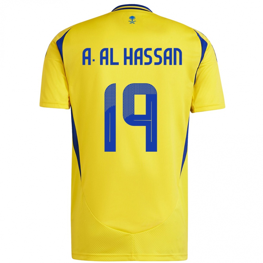 Enfant Football Maillot Ali Al-Hassan #19 Jaune Bleu Tenues Domicile 2024/25 Canada