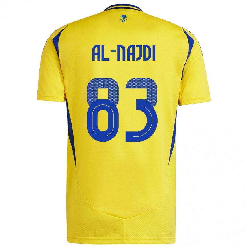 Kids Football Salem Al-Najdi #83 Yellow Blue Home Jersey 2024/25 T-Shirt Canada