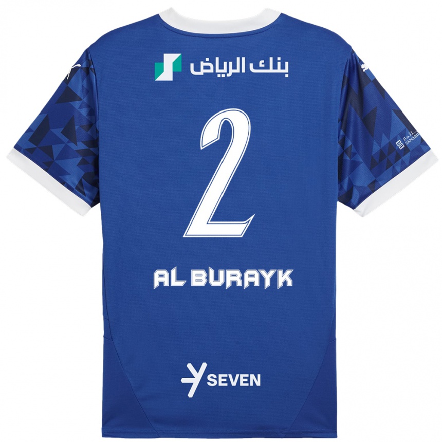 Kids Football Mohammed Al-Burayk #2 Dark Blue White Home Jersey 2024/25 T-Shirt Canada