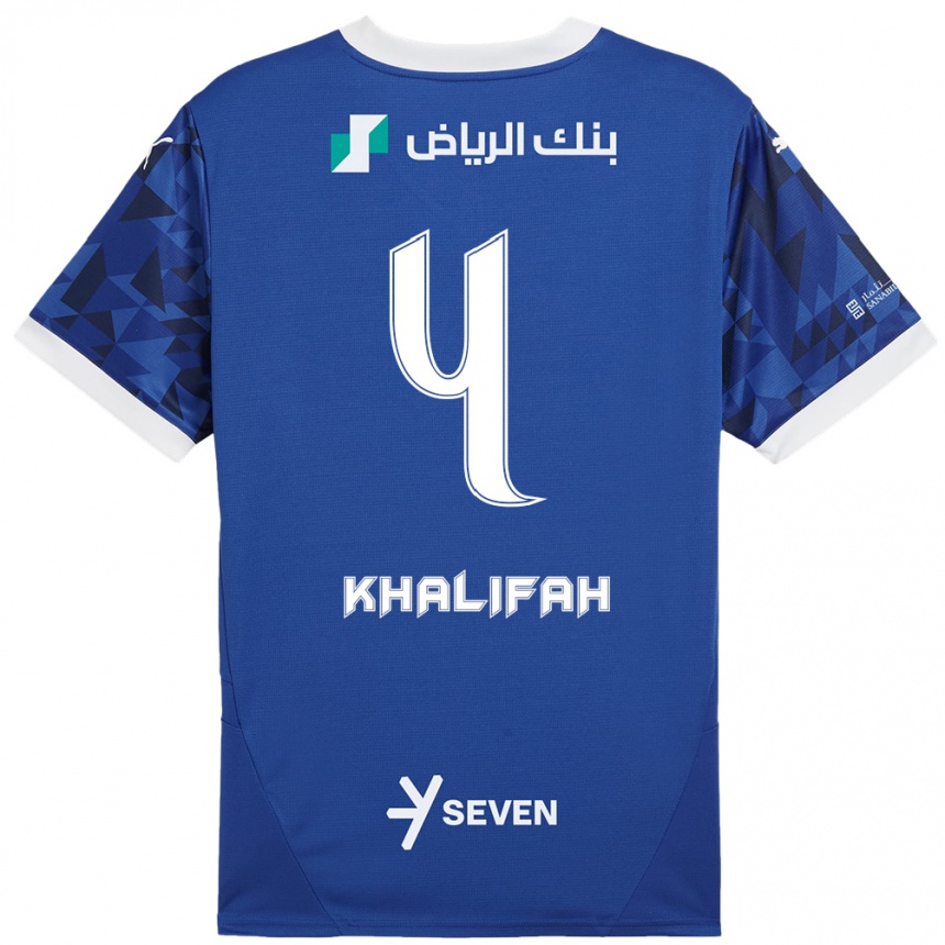 Kids Football Khalifah Al-Dawsari #4 Dark Blue White Home Jersey 2024/25 T-Shirt Canada