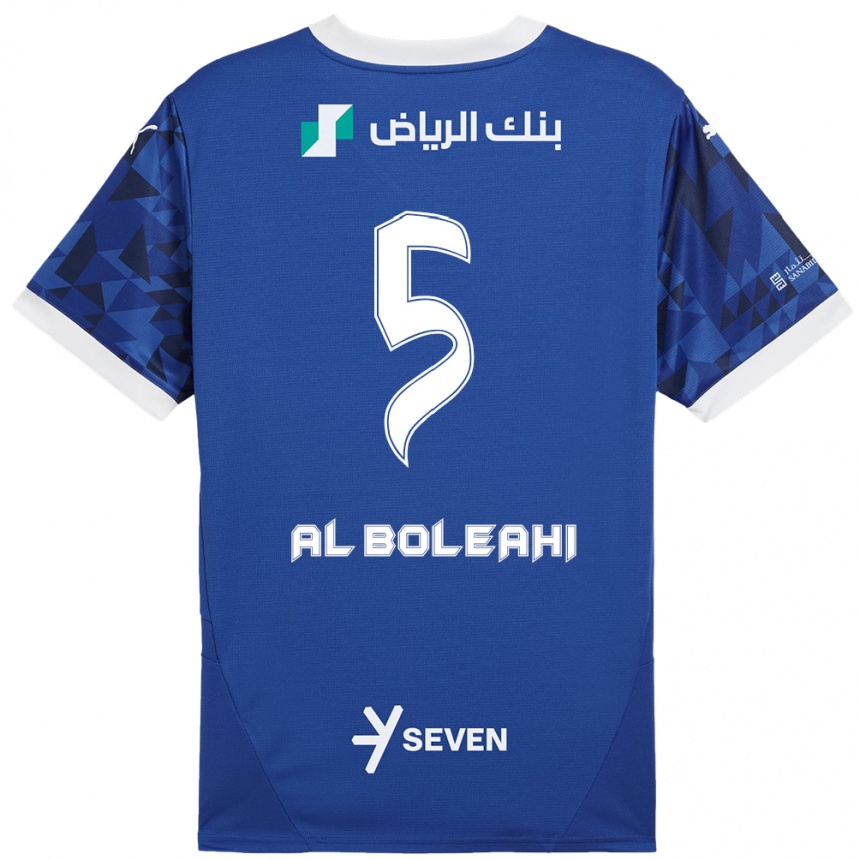 Kids Football Ali Al-Boleahi #5 Dark Blue White Home Jersey 2024/25 T-Shirt Canada