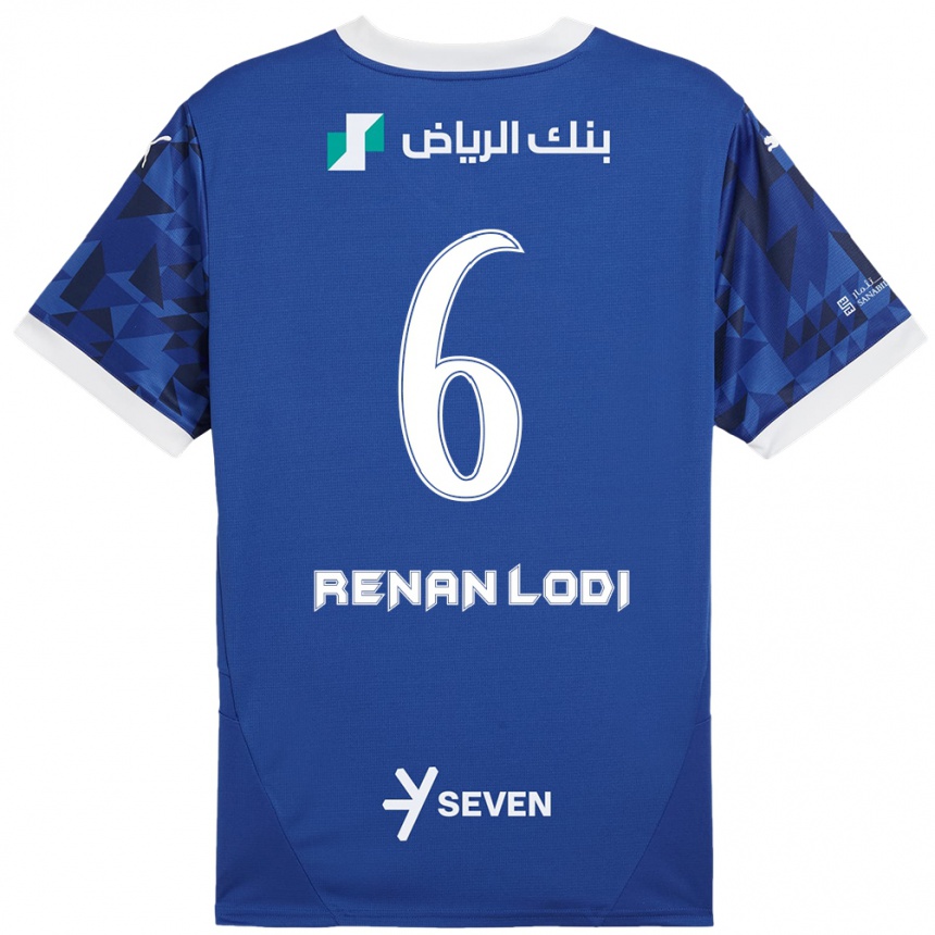 Kids Football Renan Lodi #6 Dark Blue White Home Jersey 2024/25 T-Shirt Canada