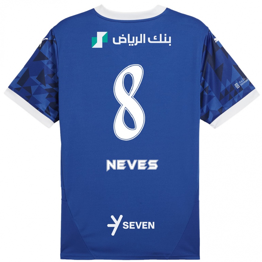 Kids Football Rúben Neves #8 Dark Blue White Home Jersey 2024/25 T-Shirt Canada