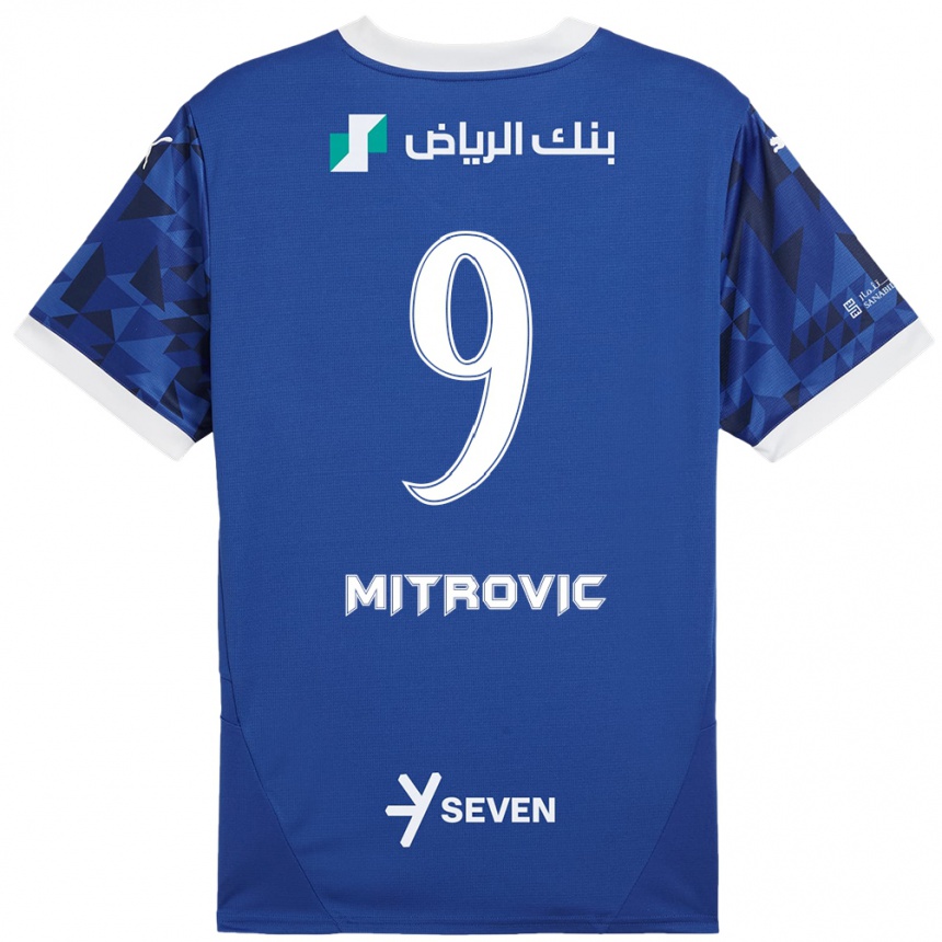 Kids Football Aleksandar Mitrovic #9 Dark Blue White Home Jersey 2024/25 T-Shirt Canada