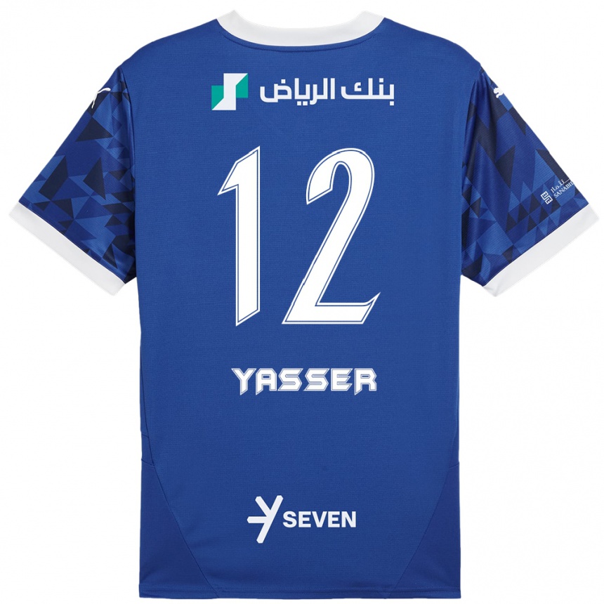 Kids Football Yasser Al-Shahrani #12 Dark Blue White Home Jersey 2024/25 T-Shirt Canada