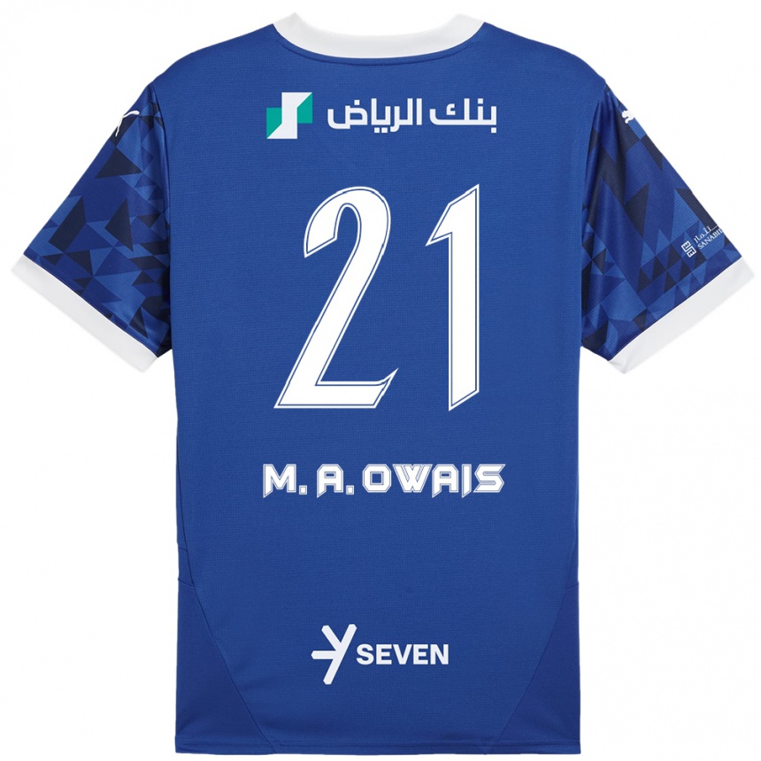 Kids Football Mohammed Al-Owais #21 Dark Blue White Home Jersey 2024/25 T-Shirt Canada