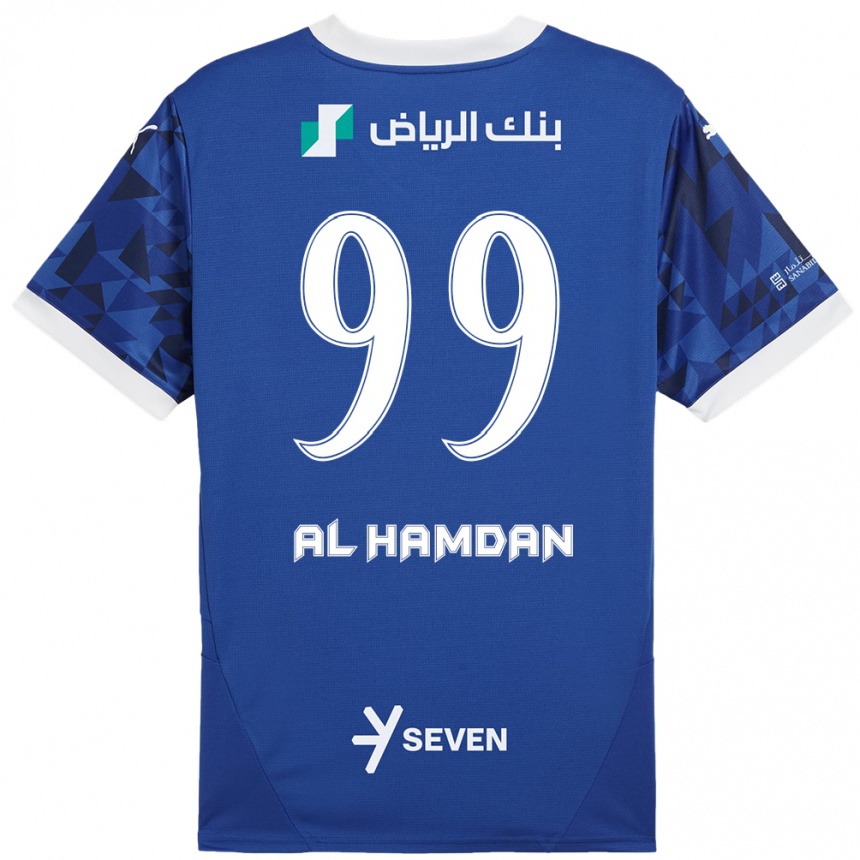 Kids Football Abdullah Al-Hamdan #99 Dark Blue White Home Jersey 2024/25 T-Shirt Canada