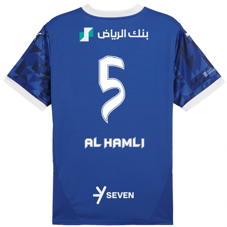 Kids Football Noura Al-Hamli #5 Dark Blue White Home Jersey 2024/25 T-Shirt Canada