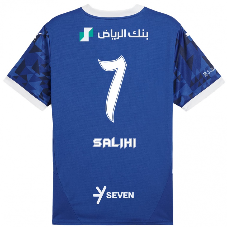 Kids Football Shokhan Salihi #7 Dark Blue White Home Jersey 2024/25 T-Shirt Canada