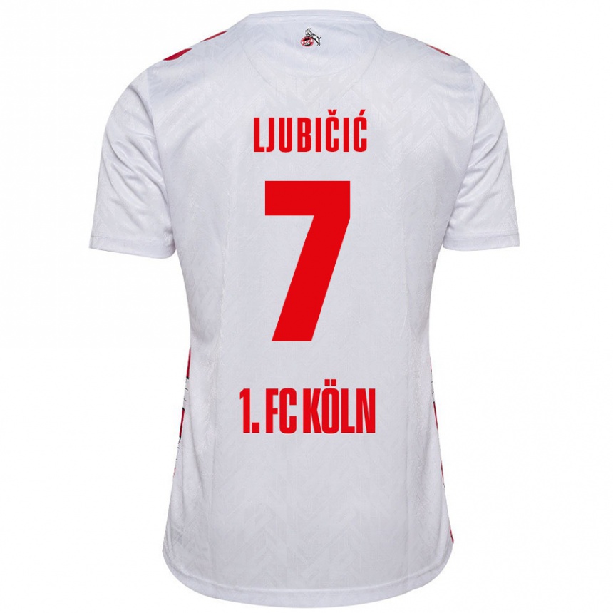 Kids Football Dejan Ljubicic #7 White Red Home Jersey 2024/25 T-Shirt Canada