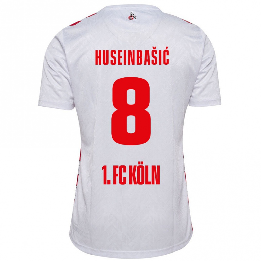 Kids Football Denis Huseinbasic #8 White Red Home Jersey 2024/25 T-Shirt Canada