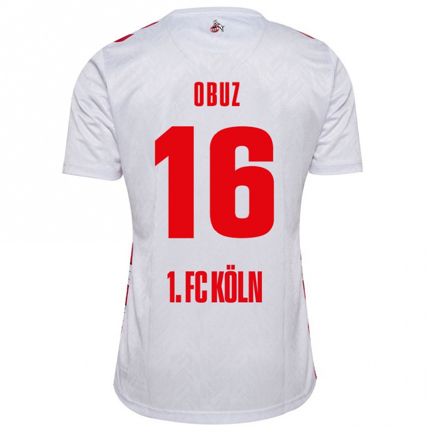 Kids Football Marvin Obuz #16 White Red Home Jersey 2024/25 T-Shirt Canada