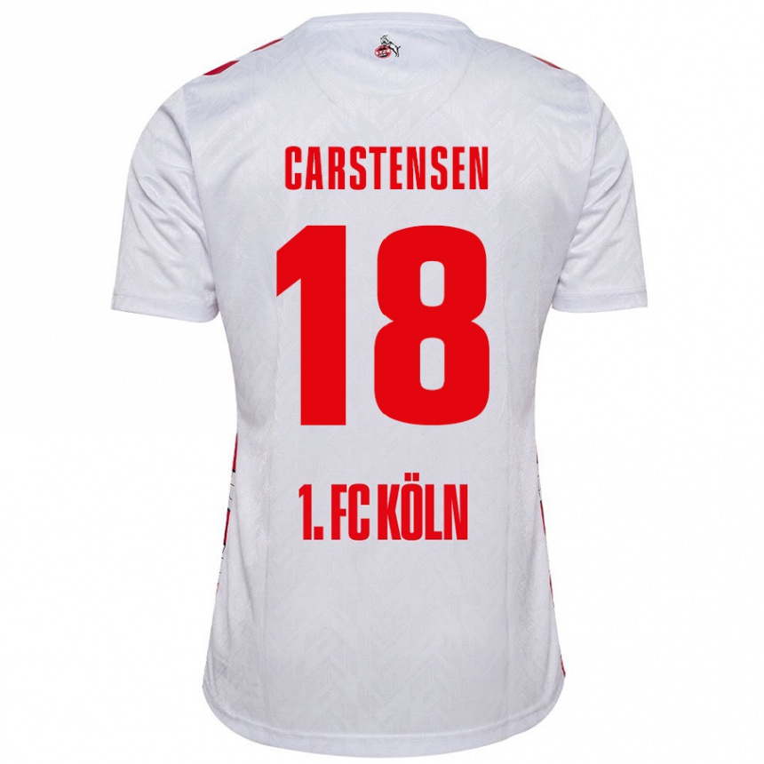 Kids Football Rasmus Carstensen #18 White Red Home Jersey 2024/25 T-Shirt Canada